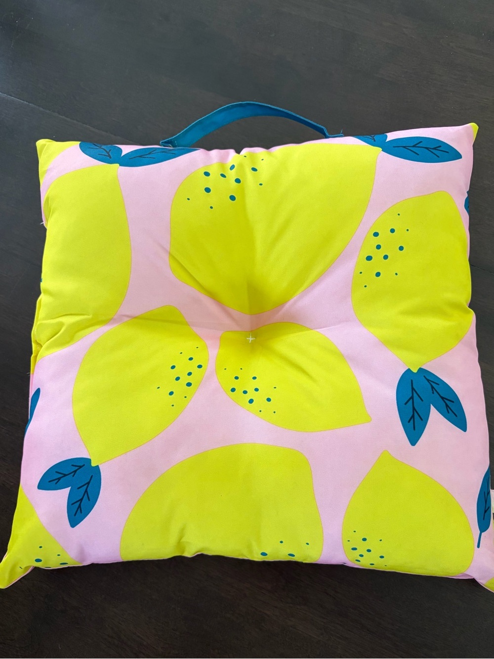 Bright Lemon Print Patio Cushion Pillow - Pink & Yellow